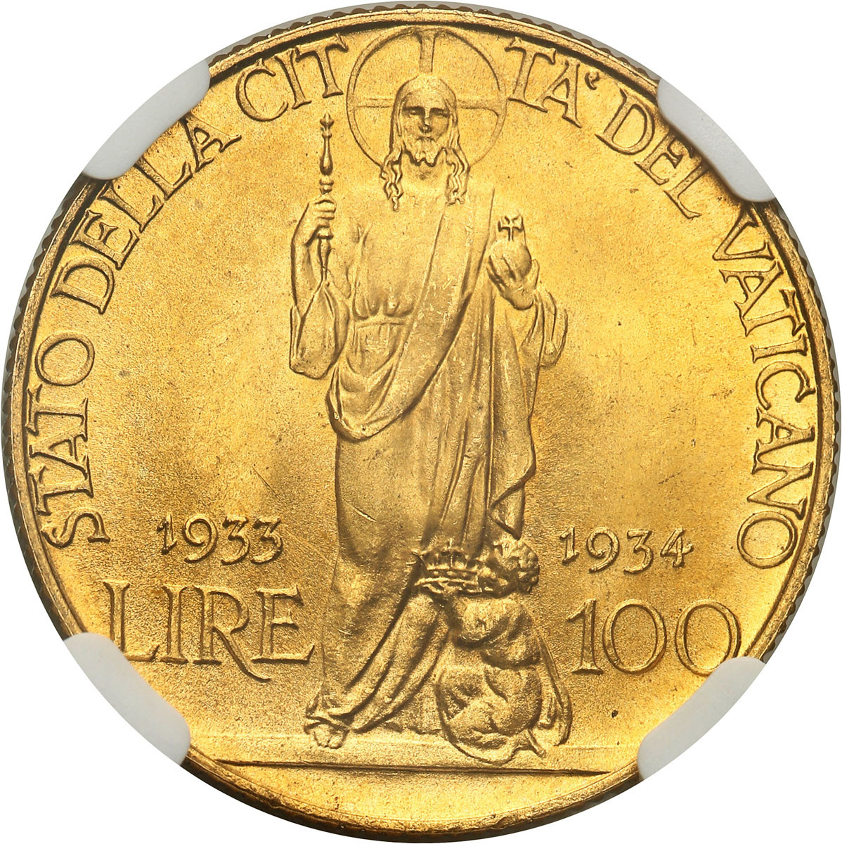 Watykan. Pius XI. 100 lire (1933-1934) NGC MS64